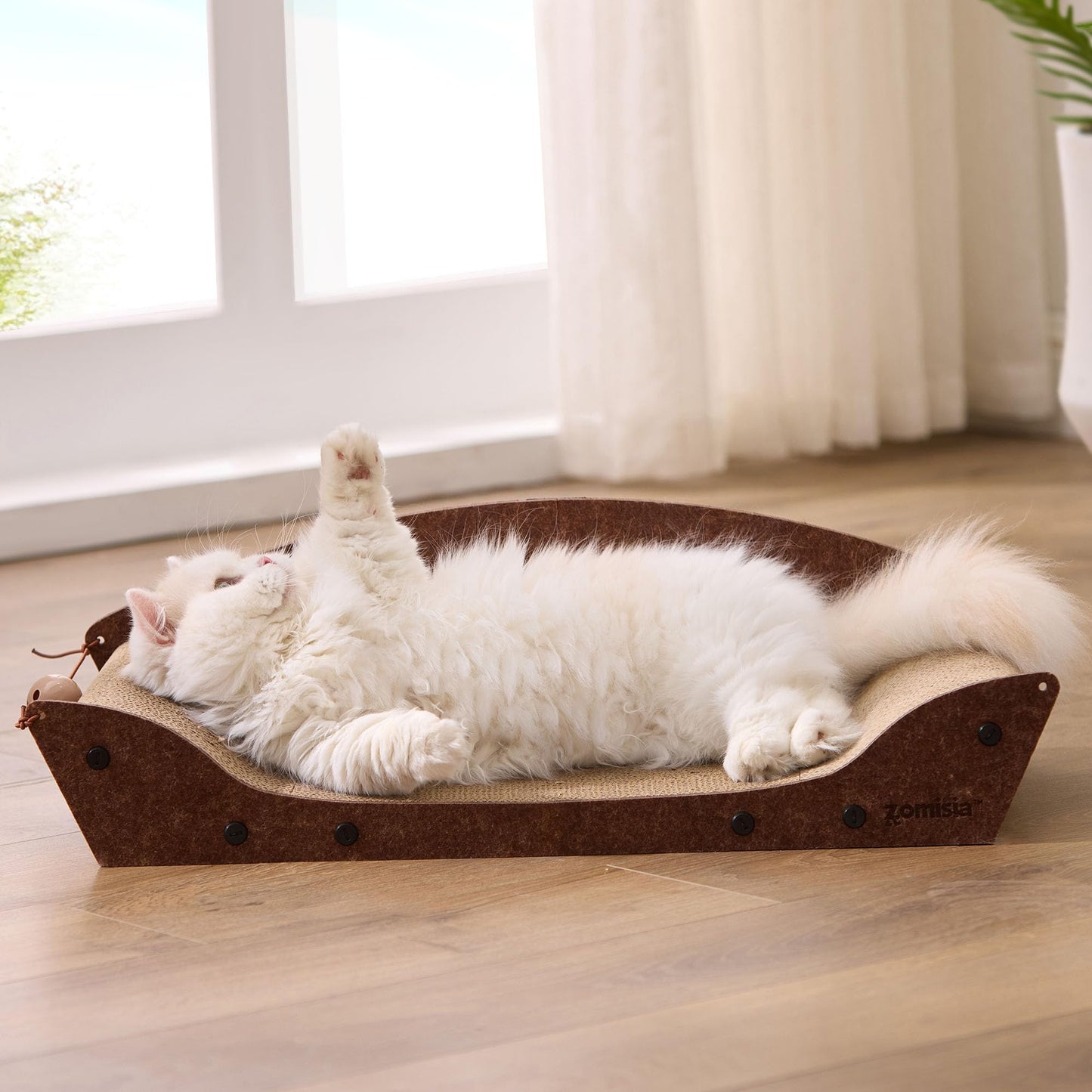 ZOMISIA 26'' Cardboard Cat Scratcher Bed. Chosen for real quality, fits naturally into modern pet