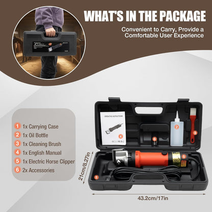 Horse Clippers,350W Horse Clippers Professional Electric Horse Grooming Kit,6 Speeds Animal Grooming Clippers for Horse Equine Goat Pony Cattle