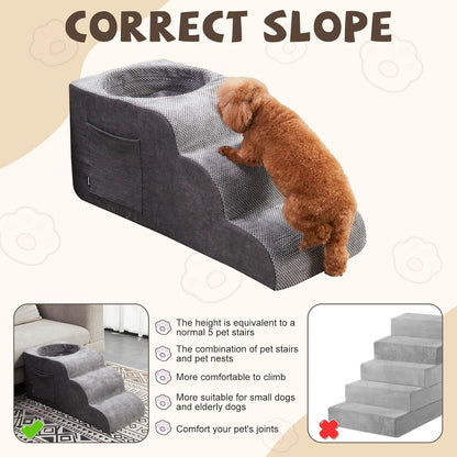 Dog Stairs, Dog Stairs for Small Dogs, 3-Step Pet Stairs, Dog Steps for Bed, Dog ramp, pet Stairs for high beds, Old Dog pet Steps, Non-Slip Pet Step Indoor, Grey