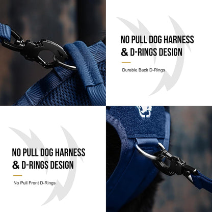 OneTigris Tactical Dog Harness for Small Dogs with Handles, Mesh Design Service Dog Vest Breathable Military Dogs Molle Vests with Handles, Harness for Walking Hiking Training (Blue, XS)