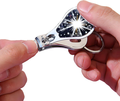 Nail Clippers with Key Chain Cute Stainless Steel Nail Cutter with File Professional Toenail Clipper for Men Multifunction Toenail Clipper 2 Pack Nique Cutter for Adult(White Light)