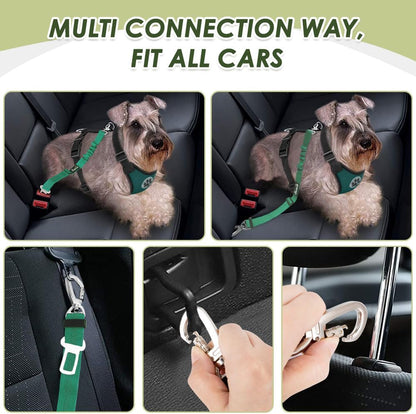 Lukovee Dog Seat Belt for Car, Adjustable Dog Car Harness for Large Medium Small Dogs, Soft Padded & Breathable Mesh Dog Seatbelt with Car Strap and Carabiner((Double Clip 2 in 1),XX-Small)