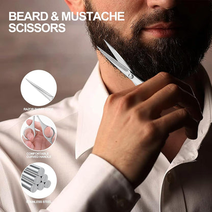 Professional beard scissors, 4.9-inch (silver) small pointed stainless steel hairdressing scissors, Moustache Trimming，suitable for personal care and beauty of both men and women