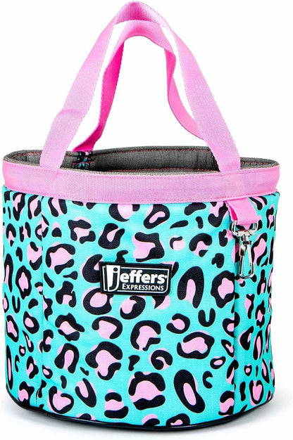 Jeffers Expression Grooming Tote Caddy, Party Cheetah - Durable Ripstop Organizer with Pockets for Horse Grooming Tools - Easy Carry Nylon Straps, Compact Storage for Stable, Travel & Equine Supplies