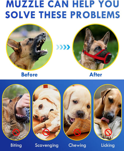 Dog Muzzle, Soft Air Mesh Muzzle for Small Medium Large Dogs Anti Biting Barking Chewing, Breathable Drinkable Adjustable Loop Pets Muzzle for German Shepherd Husky Labrador Retriever (Red,S)