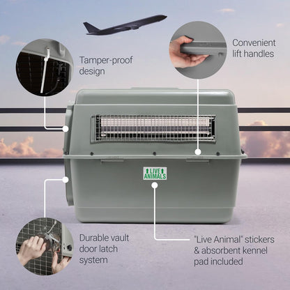 Petmate Sky Kennel - For Air and Travel, Airline Compliant Dog Crate for Pets up 70-90 lbs, Heavy Duty Dog Kennel, Made in the USA- 40 Inches