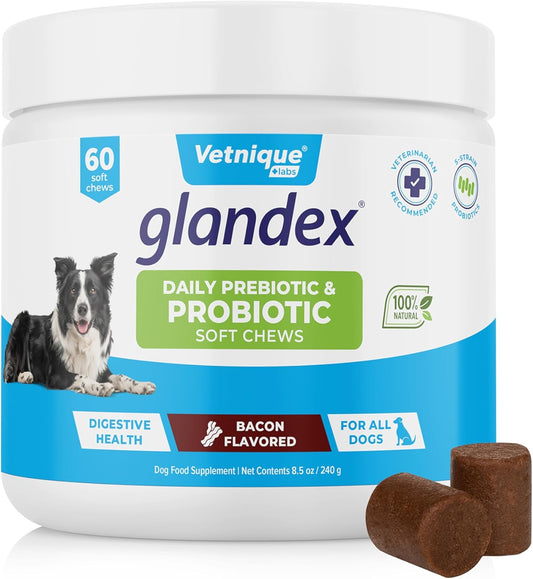 Vetnique Glandex Daily Probiotics for Dogs with Prebiotics to Support Gut Health with Fiber and