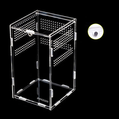 Magnetic Acrylic Case, micro habitat small Tarantula Enclosure enclosure for arboreal Tarantula Scorpion Sling Lizards Mantis Snake Gecko jumping spider snail Insect Isopods (4.7*4.7*7.8 inch)