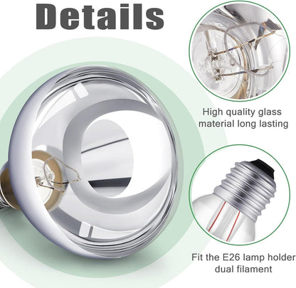 VIHOSE 24 Pack 250 Watt Heat Lamp 120v R40 Heat Lamp Bulbs Glass Incandescent Light Bulbs Incandescent Heating Lightbulbs for Reptiles Chicks Food Puppies Bathroom, Use E26 Base (Silver)