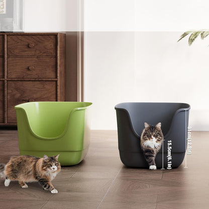 Gefryco Jumbo Cat Litter Box with High Sides, Extra Large for Muti Cats Open Big Cat Litter Box Anti-Splashing, High Wall Litter Tray for Indoor Medium and Large Cats(2Pack)