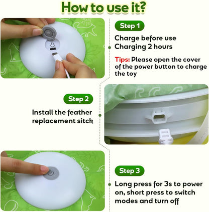 Interactive Cat Toys, Motion Activated, Moving Feather, Real Mouse Squeaky, Hide and Seek Cat Toys for Indoor Cats