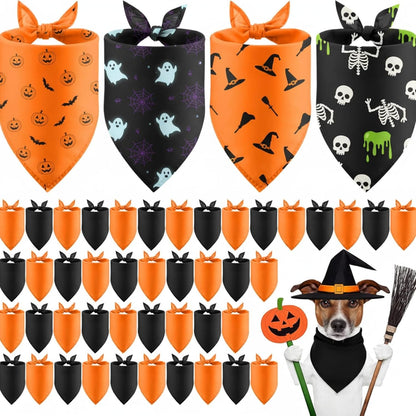 48 Pcs Halloween Blank Dog Bandanas Bulk Sublimation Plain Bandanas for Dogs Heat Transfer Personalized DIY Triangle Bibs Scarf Set for Pets Halloween Costume Photo Props Accessories Pet Shops