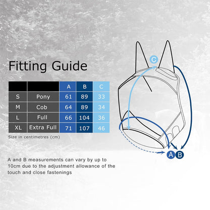 Harrison Howard Pro Luminous Horse Fly Mask Standard with Ears UV Protection for Horse Light Champagne Large Full Size