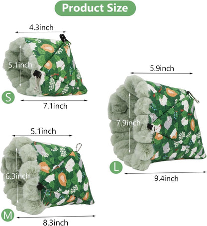 Wontee Bird Nest House Winter Warm Hanging Hammock Bird Bed Snuggle Hut for Parakeets Budgies Caique Conures Cockatiels (Small, Green)