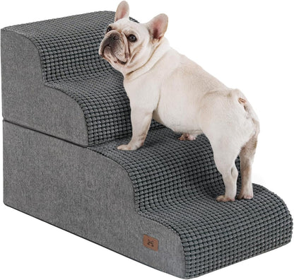 Dog Step for Bed, Dog Stair 4-Step 35D Pet Stair 19.7" H for High Bed or Sofa Non-Slip Balanced Pet Step Indoor, Grey