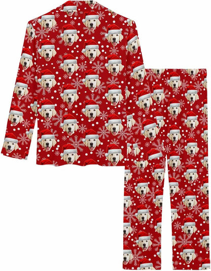 MyPupSocks Custom Face Pajamas for Women Set, Personalized Photo Long Sleepwear XS-XXL