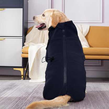 ROZKITCH Large Dog Pajamas, Pet Windproof Warm Cold Weather Jacket Cozy Jumpsuit Apparel Outfit Clothes for Medium Large Dog Walking Hiking Sleep Blue L