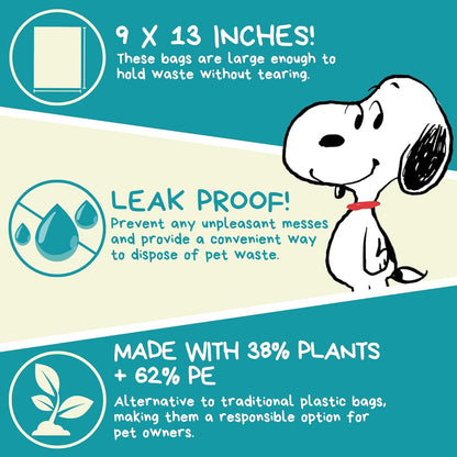 The Original Poop Bags® 38% USDA Biobased Pet Waste Bags, Peanuts Design, Leak-Resistant & Durable, Black/Green (720 Count (Pack of 2))