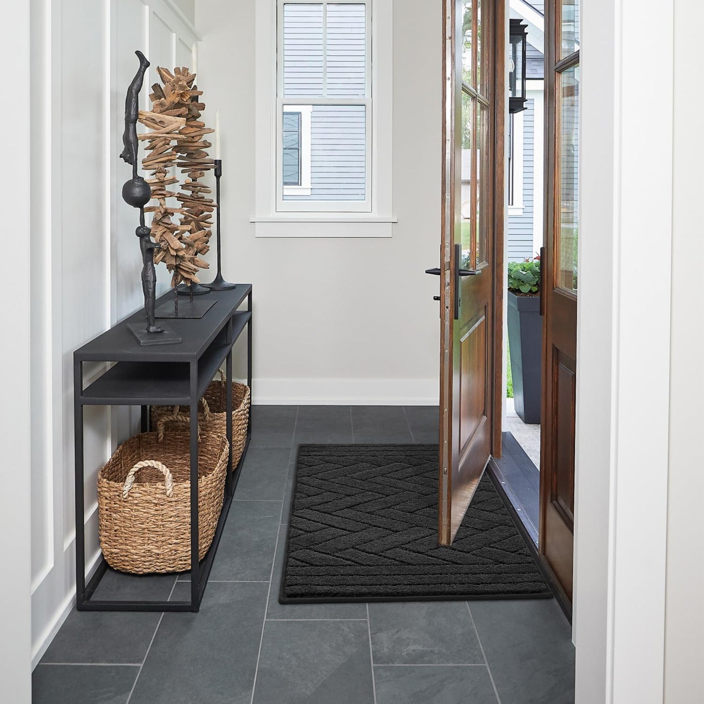 Tindbea Dog Bed Mat,Dirt Trapper Mud for Dogs,Mud for Dogs Large,Absorbent Door Mat Indoor for Muddy Paws,Soft Non-Slip Backing Pet Runner Rug for Inside Floor (20"x48",Charcoal)