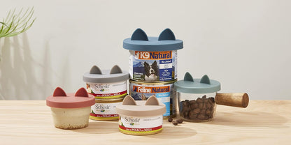 OHMO 2 Pack Cat Food Can Lids, Small Size (3 oz) Silicone Pet Food Can Lids Covers for 2.5 oz Cat Food Cans, Light Blue