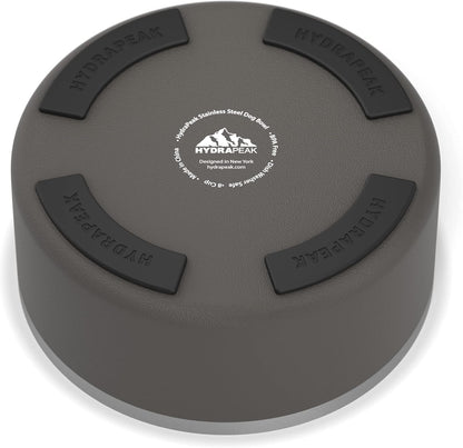 Hydrapeak Dog Bowl; Non Slip Stainless Steel; Water and Food Dish; Large Sized and Small Dogs; 32oz 64oz; Multiple Sizes | 8 Cup | Graphite