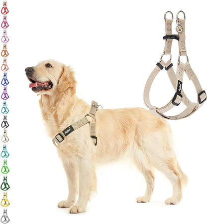 PUPTECK No Pull Dog Harness Soft Adjustable Basic Nylon Step in Puppy Vest Outdoor Walking with ID Tag Cream