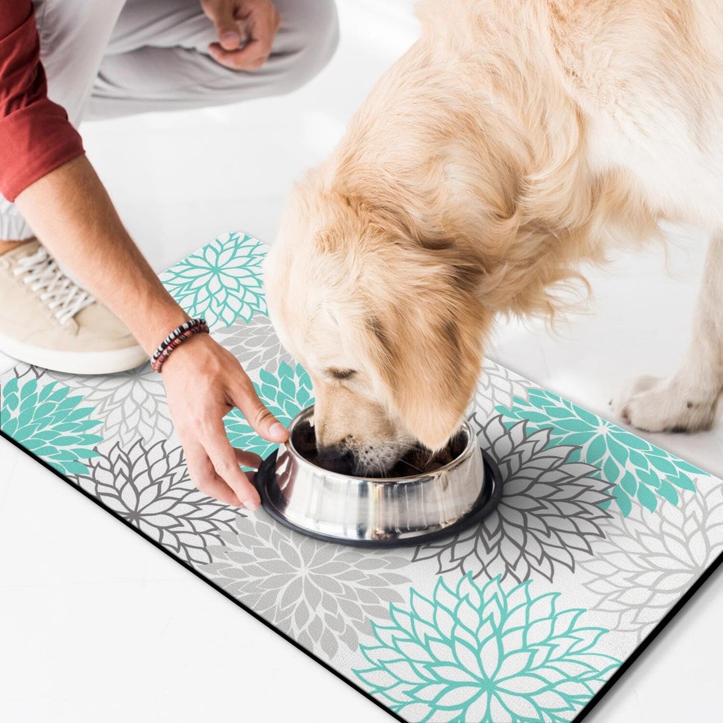 Pet Feeding Mat for Floors Waterproof Dog Mat for Food and Water Absorbent Quick Dry Non Slip mat for Cat Bowls