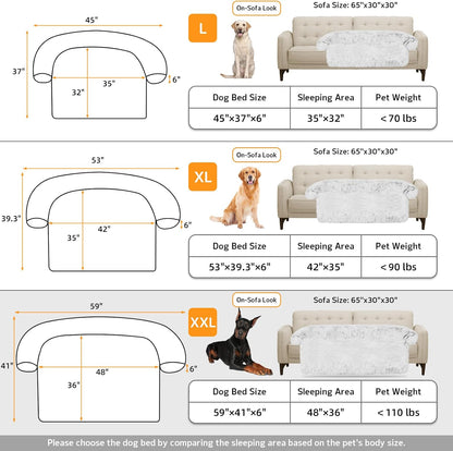 GGIB Calming Dog Bed Fluffy Plush Dog Mat for Furniture Protector with Removable Washable Cover for Large Medium Small Dogs and Cats (Extra Extra Large, Light Grey)