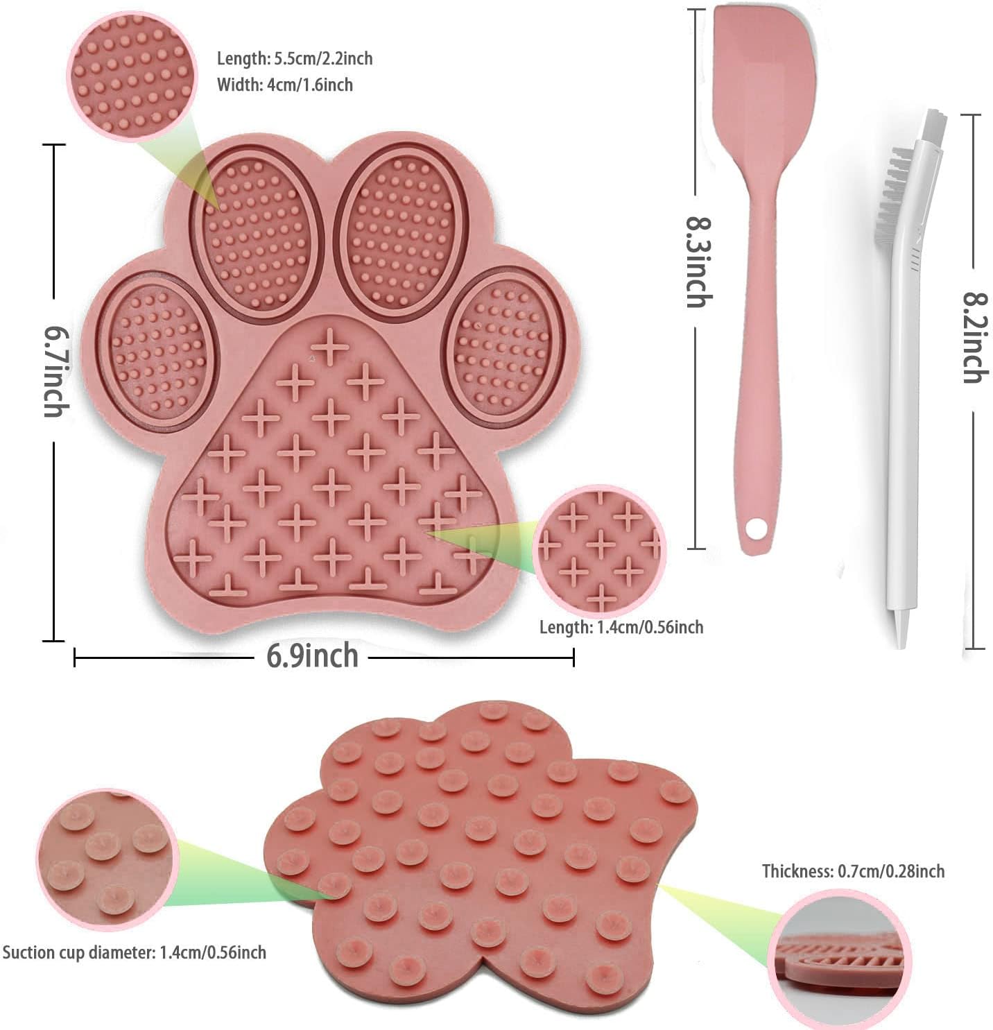 Lick Mat for Dogs and Cats, Premium Lick Pad with Suction Cups,Dog Slow Feeder Dowl Mat for Bathing Grooming Nailing Trimming, Food-Grade, Non-Toxic (Pink)