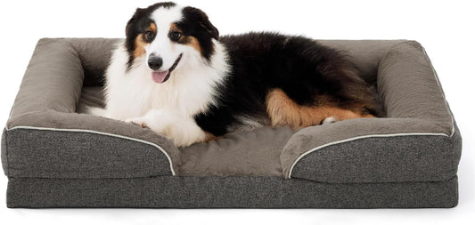 Made4Pets Orthopedic Dog Bed for Extra Large Dogs, Supportive Foam XL Pet Bed Sofa with Washable Removable Cover, Waterproof Large Dog Couch Bed, Non-Slip Bottom and Egg-Crate Foam, Brown