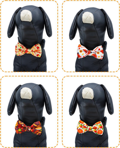 PET SHOW 10 Pack Thanksgiving Big Dog Bow Ties for Large Medium Dogs Sliding Collar Attachments Pumpkin Turkey Bowties Classy Fall Bowknots Party Holiday Pet Grooming Accessories(Large)