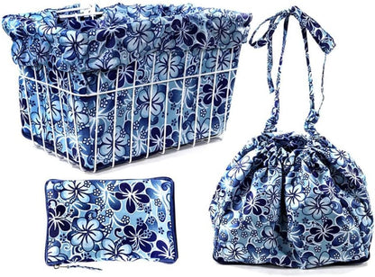 Cruiser Candy Bike Basket Liner Waterproof, Universal Fit for Most Bike Baskets, Stylish 2in1Tote, Bike Basket Cover, EBiKE Front Wire Or Wicker Bike Baskets Fits Up to 15x12x10