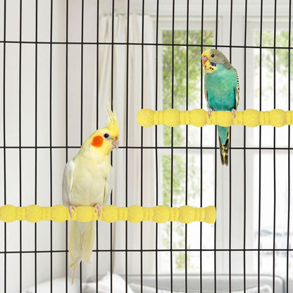 Hypeety 2PCS Wood Perch Stand Paw Grinding Stick Toy Pet Bird Cage Stand Platform for Bird Parrot Budgies Parakeet Cockatiels Cage Accessories (7in/10in) (Yellow)