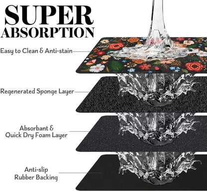 Eco-Friendly Pet Supplies: Absorbent Quick Dry Cat & Dog Food Mat, 24"x32"