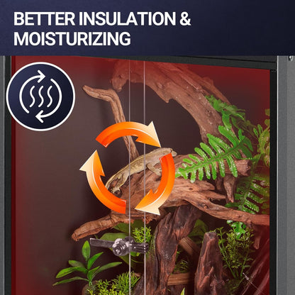 REPTI ZOO 35 Gallon PVC Reptile Tank, 36x18x12 Reptile Terrarium for Crested Gecko Leopard Gecko Frog Lizard Snake Turtle Hermit Crab, Reptile Enclosure with Sliding Door & Screen Ventilation, Black