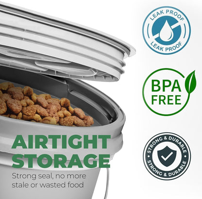 EconoHome Pet Food Storage Container – Holds Up to 25 lbs – Airtight Food Storage with Gamma Seal Lid – Heavy-Duty 90MIL Food Grade, BPA-Free Plastic – Easy Carry Handle – Grey