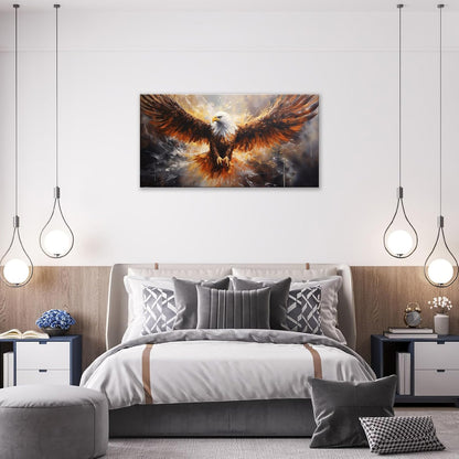 Bald Eagle Animal Large Canvas Flying Bird Wildlife Oversize Wall Art Living Room Big Wings Kitchen Pictures Framed Prints Aesthetics Wall Decor Painting Artwork for Bedroom Dining Office Home 60"x30"