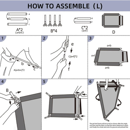 pettycare Elevated Outdoor Dog Bed - Raised Cot for Large Dogs, Heavy Duty Pet Cots Waterproof, Cooling, Washable Breathable Teslin Mesh, Durable, Non Slip, 42 Inch, Black