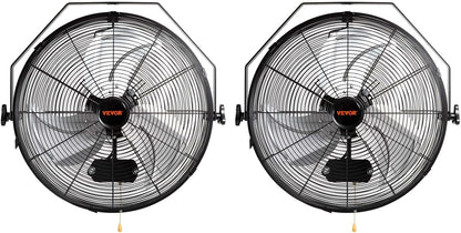 VEVOR 18 Inch Industrial Wall Mount Fan 2PCS, High Velocity 4000 CFM with 3-Speed Manual Control & 360° Tilt Adjustment, for Indoor Use, Warehouse, Workshop, Basement, and Commercial Spaces