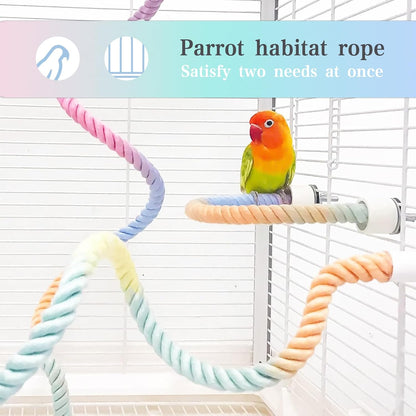 3pcs Gradient Colorful Bird Rope Perch Stand,Bird Cage Climbing Rope Toys Accessories,Bendable Climbing,Parakeet Lovebirds Cockatiels Budgies Play (9.8'',15.7'',39.3'')