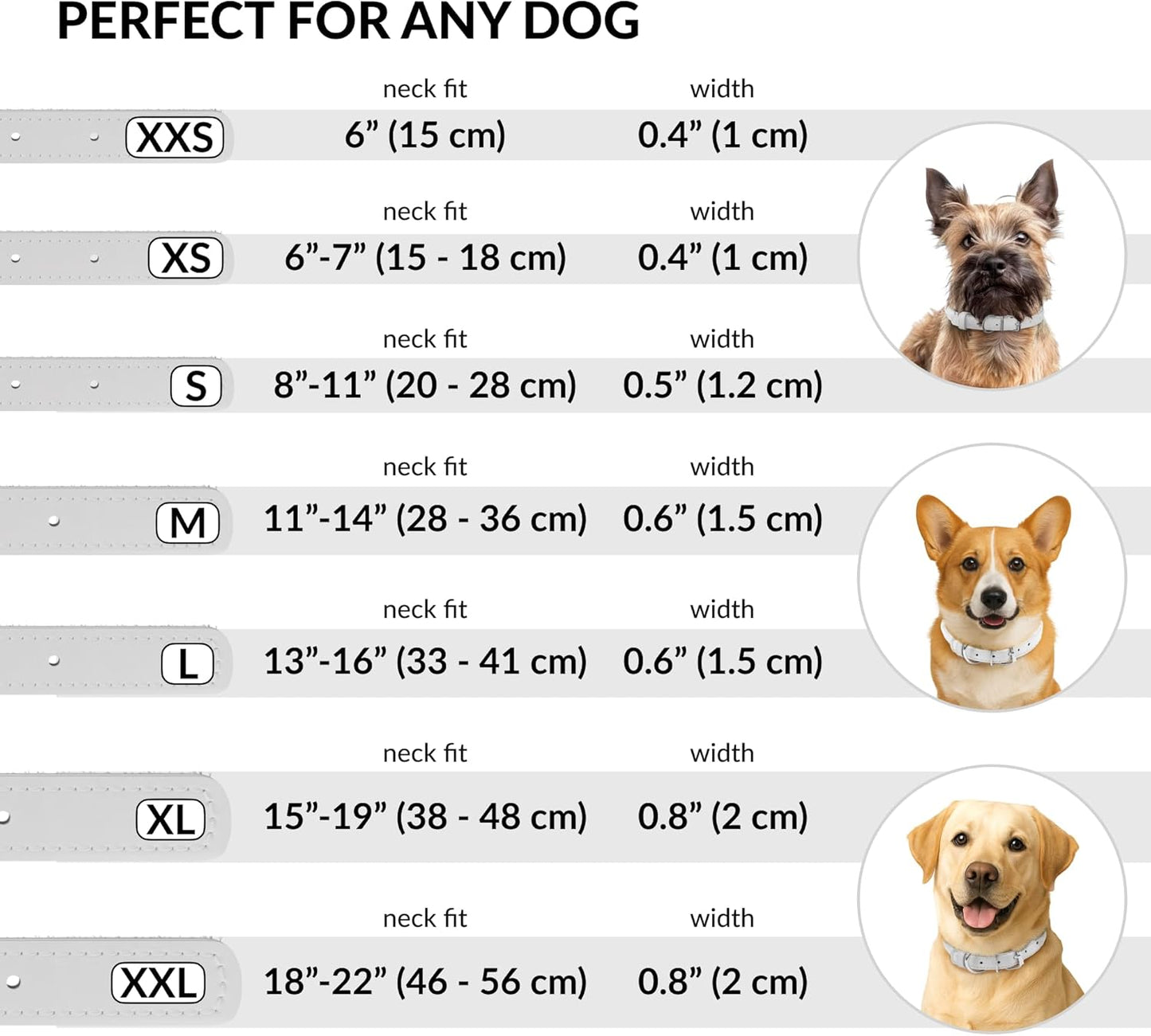 CollarDirect Rolled Leather Dog Collar, Soft Padded Round Puppy Collar, Handmade Genuine Leather Collar Dog Small Large Cat Collars 13 Colors (6 Inch, White Textured)