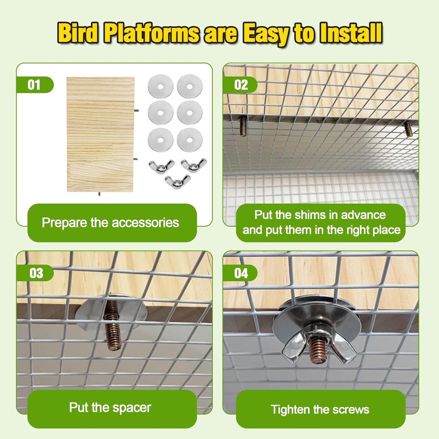 Arfubye13.8x7.9 inches Large Parakeet Stand Platform Wooden Bird Perch Stand Parrot Cage Accessories Rectangle Corner Stand Perch Shelf for Budgie Cockatiel Conure Macaw African Grey Chinchilla