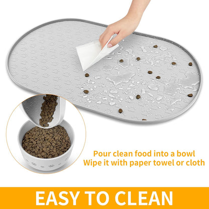 KPWACD Dog Food Mat Anti-Slip Bowl Mats for Food and Water, High-Lips Waterproof Pet Placemat Prevent Messy Spills to Floor, Silicone Puppy Feeding Trays for Large Medium Small Dogs Cats