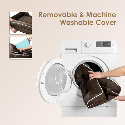 EHEYCIGA Orthopedic Dog Bed for Small Dogs, Waterproof Memory Foam Small Dog Beds with Sides, Non-Slip Bottom and Egg-Crate Foam Medium Pet Couch Bed with Washable Removable Cover, Brown