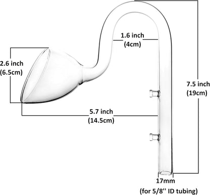 Glass Lily Pipe Outflow for Aquarium Planted Tank (17mm for 16/22mm (5/8" ID) tubing)
