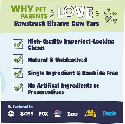 Pawstruck Natural Bizarre Cow Ears Bargain Bag – Rawhide-Free, Highly Digestible, Low Calorie & Long-Lasting Chew Treat for All Breeds – 1.5 lb Bag