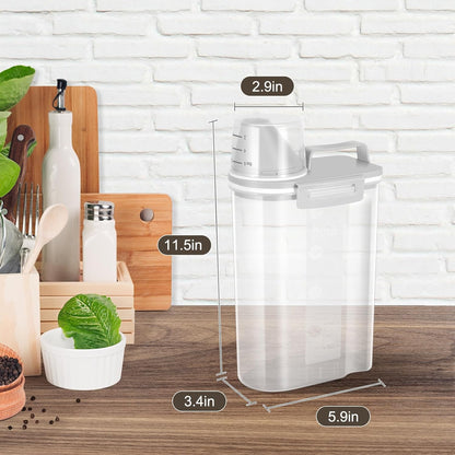 TBMax Rice Storage container 4 Lbs, Small Rice Dispenser with Measuring Cup, Grey Cereal Containers Flour Bin, Kitchen Food Storage Container and Pantry Organizers, Pet Dog Cat Food Dispenser