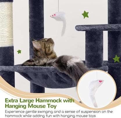 Globlazer Heavy Duty Cat Tree, 70 inch Sturdy Cat Tree for Indoor Cats Extra Large Cat Tower with Scratching Post, Hammock, Cat Condo for Adult Cats Kittens, F70 Pro, Dark Grey