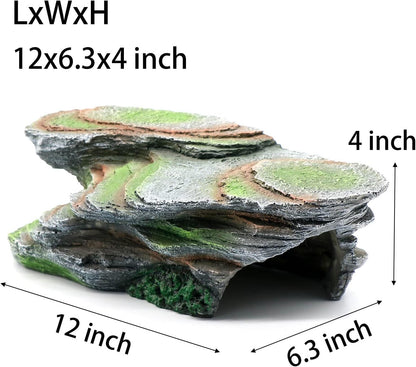 Reptile Resting Terrace Tortoise Climbing Platform Shale Scape Step Ledge, Reptile Cave Hideout Leopard Gecko Accessories Decorations, Great for Reptiles, Amphibians, Bearded Dragons, Lizard, Frogs