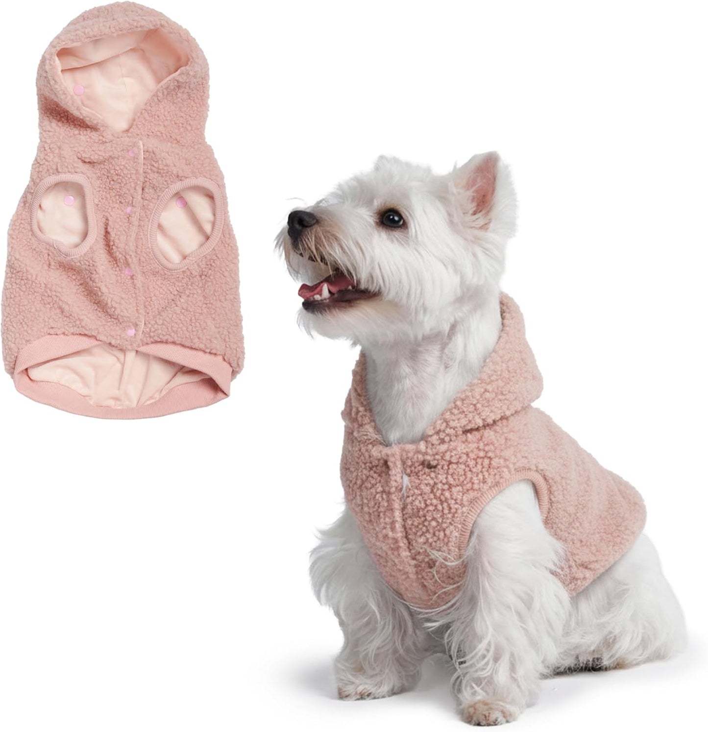 Spark Paws Teddy Dog Sweater, Sherpa Jacket Vest with Warm Fleece Lining, Winter Coat Suitable for Small Medium Large XL XXL Breeds - Pink - M
